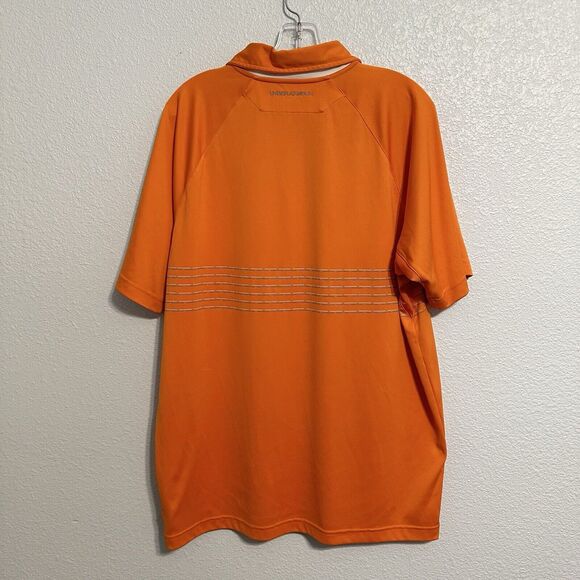 Under Armour Mens Polo Shirt Size XL Blue Orange Striped Logo Heat Gear Lot Of 2 - Picture 5 of 11